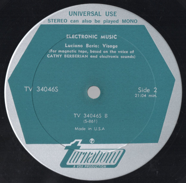 John Cage , Luciano Berio , Ilhan Mimaroglu - Electronic Music | Turnabout (TV 34046S) - 4 John Cage , Luciano Berio , Ilhan Mimaroglu - Electronic Music | Turnabout (TV 34046S) - 4
