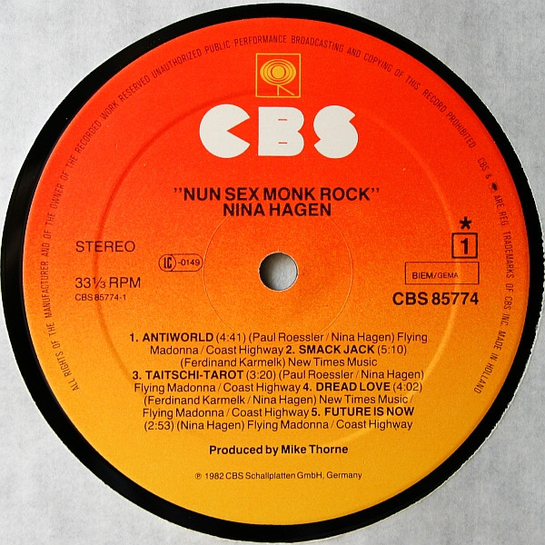 Nina Hagen - Nunsexmonkrock | CBS (CBS 85774) - 3 Nina Hagen - Nunsexmonkrock | CBS (CBS 85774) - 3