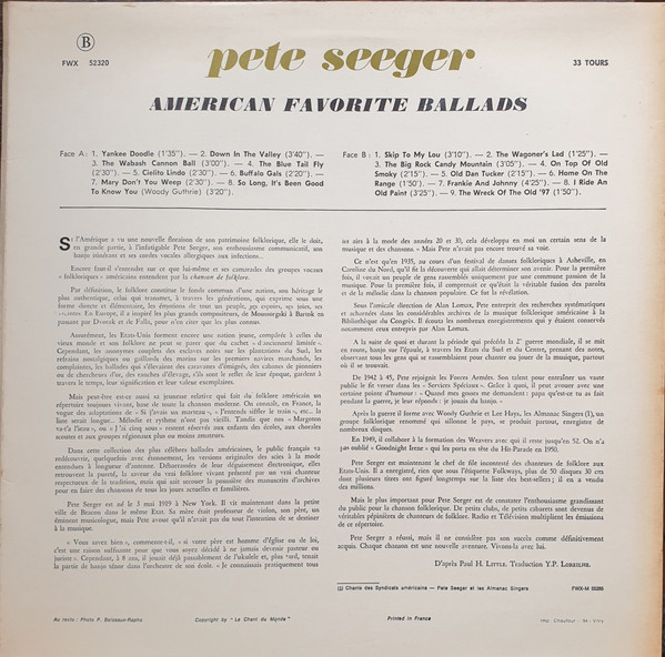 Pete Seeger - American Favorite Ballads, Vol. 1 | Folkways Records (FWX 52320) - 4