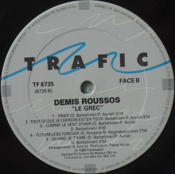Demis Roussos - Le Grec | Trafic (TF 8735) - 4