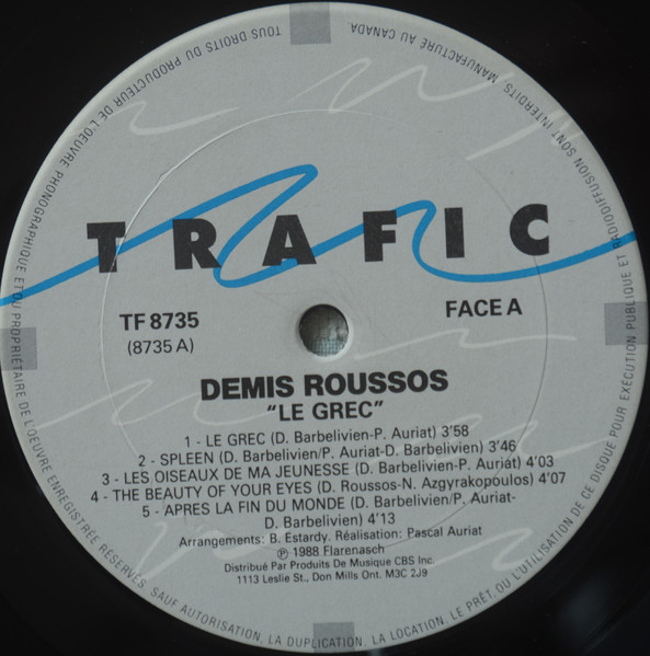Demis Roussos - Le Grec | Trafic (TF 8735) - 3