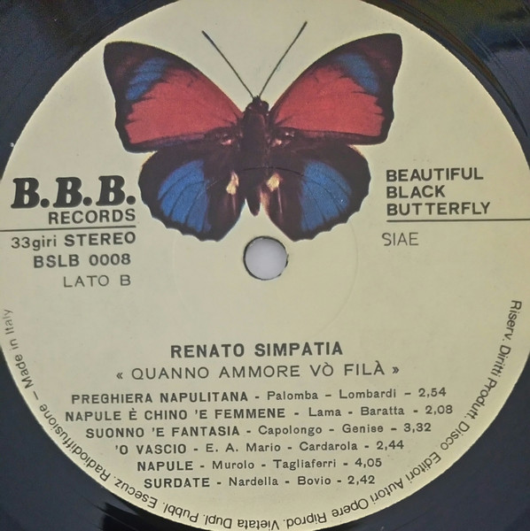 Renato Simpatia - Quanno Ammore Vo' Filà | B.B.B. Beautiful Black Butterfly Records (BLSB0008) - 4