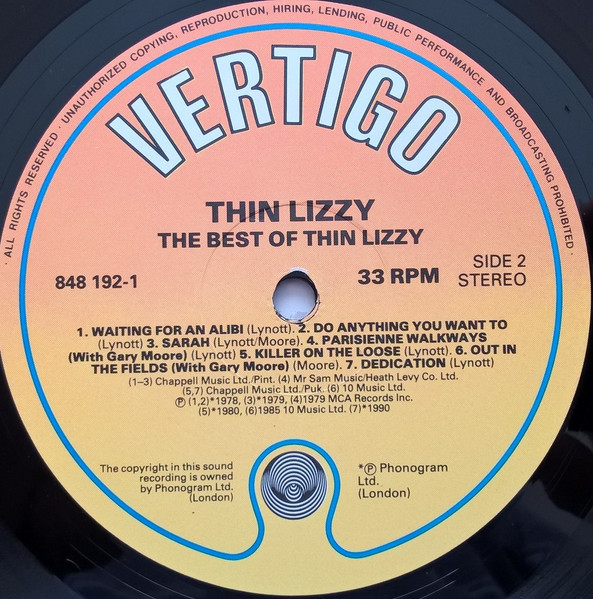 Thin Lizzy - Dedication: The Very Best Of Thin Lizzy | Vertigo (848 192-1) - 4 Thin Lizzy - Dedication: The Very Best Of Thin Lizzy | Vertigo (848 192-1) - 4