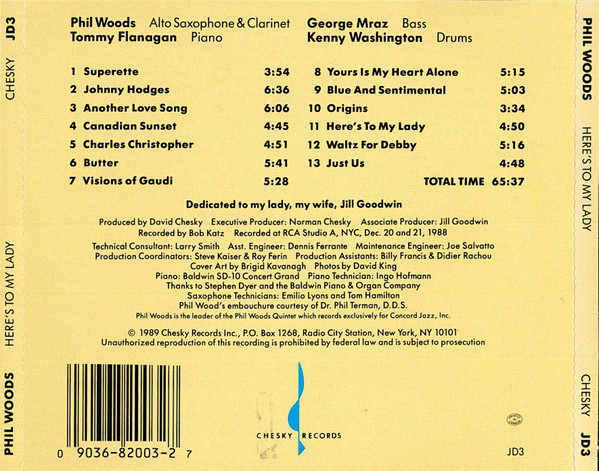 Phil Woods - Here's To My Lady | Chesky Records (JD3) - 2 Phil Woods - Here's To My Lady | Chesky Records (JD3) - 2