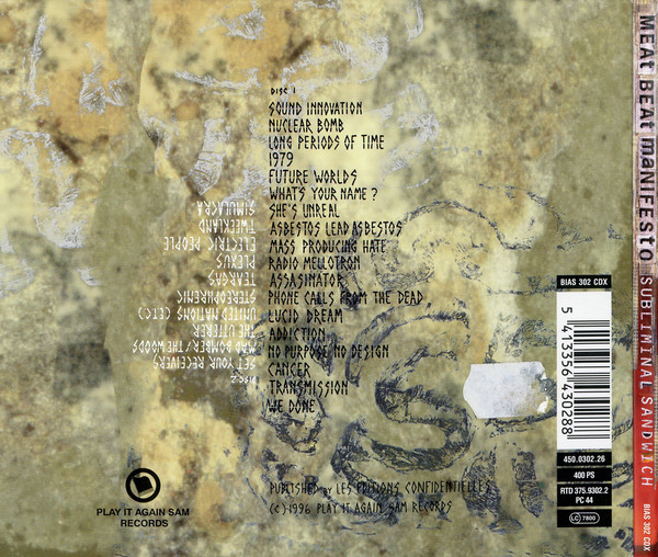 Meat Beat Manifesto - Subliminal Sandwich | Play It Again Sam Records (BIAS 302 CDX) - 2