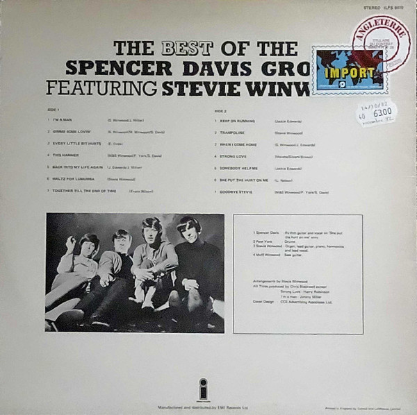 The Spencer Davis Group Featuring Steve Winwood - The Best Of The Spencer Davis Group Featuring Stevie Winwood | Island Records (ILPS 9070) - 2