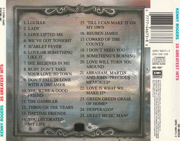 Kenny Rogers - Twenty-Five Greatest Hits | EMI America (CDPB 7 46673 1/2) - 4 Kenny Rogers - Twenty-Five Greatest Hits | EMI America (CDPB 7 46673 1/2) - 4