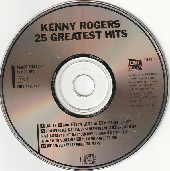 Kenny Rogers - Twenty-Five Greatest Hits | EMI America (CDPB 7 46673 1/2) - 2 Kenny Rogers - Twenty-Five Greatest Hits | EMI America (CDPB 7 46673 1/2) - 2