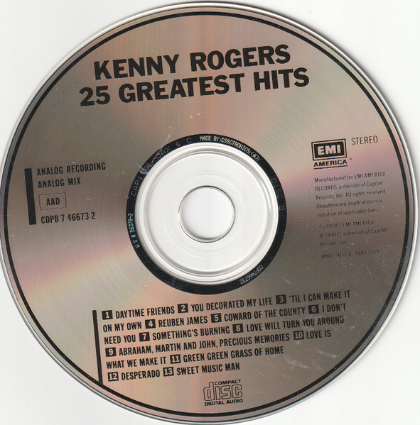 Kenny Rogers - Twenty-Five Greatest Hits | EMI America (CDPB 7 46673 1/2) - 3 Kenny Rogers - Twenty-Five Greatest Hits | EMI America (CDPB 7 46673 1/2) - 3