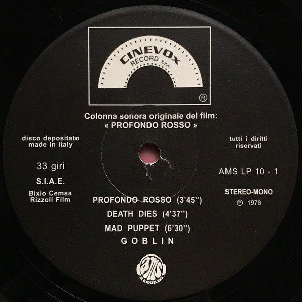 Goblin - Profondo Rosso (Colonna Sonora Originale Del Film) | AMS Records (AMS LP 10) - 4