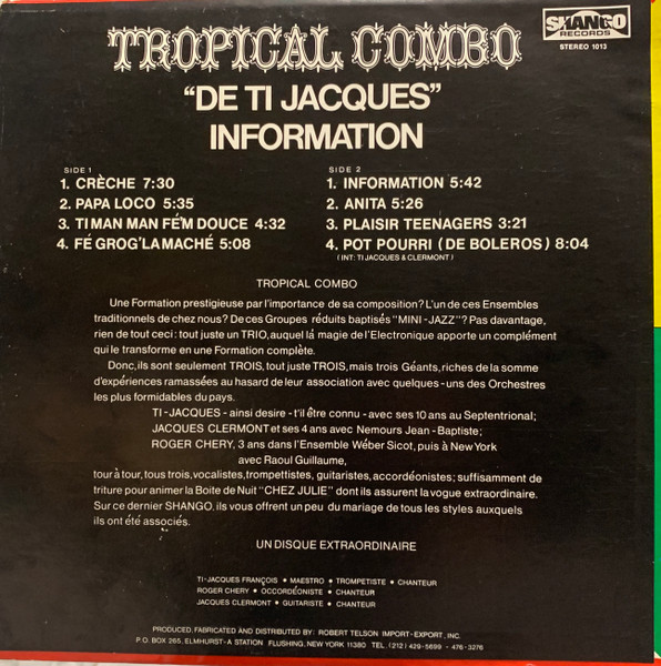Tropical Combo - Creche | Shango records (1013) - 2