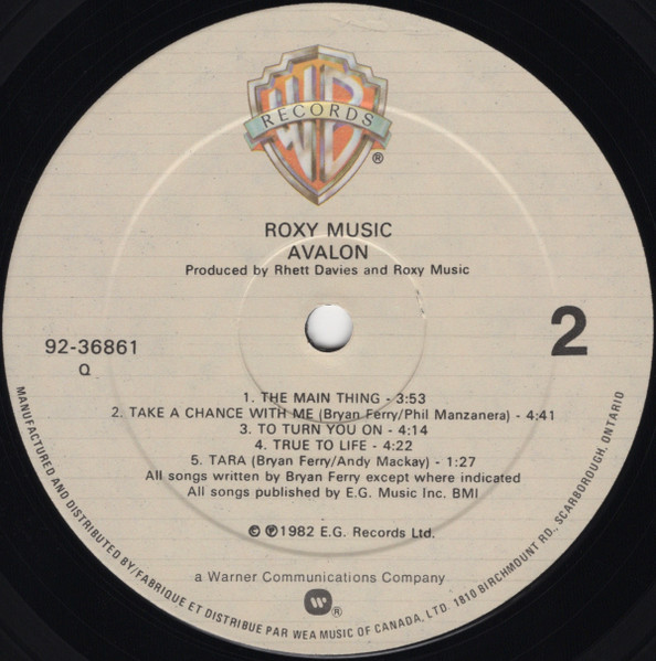 Roxy Music - Avalon | Warner Bros. Records (92 36861) - 4 Roxy Music - Avalon | Warner Bros. Records (92 36861) - 4