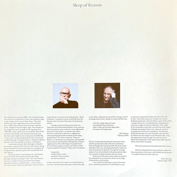 Mark Springer , Neil Tennant , The Sacconi Quartet - Sleep Of Reason | The Exit Label (298422E3) - 2 Mark Springer , Neil Tennant , The Sacconi Quartet - Sleep Of Reason | The Exit Label (298422E3) - 2