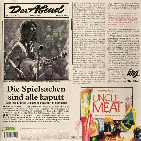 The Mothers - Mothermania (The Best Of The Mothers) | Zappa Records (ZR3840-1) - 2