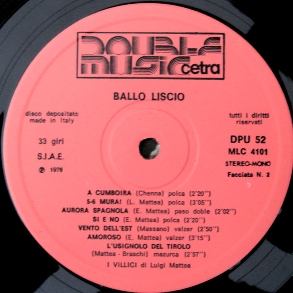 I Villici Di Luigi Mattea - Ballo Liscio | Cetra (DPU 52) - 4