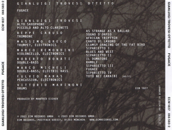 Gianluigi Trovesi Octet - Fugace | ECM Records (ECM 1827) - 2 Gianluigi Trovesi Octet - Fugace | ECM Records (ECM 1827) - 2