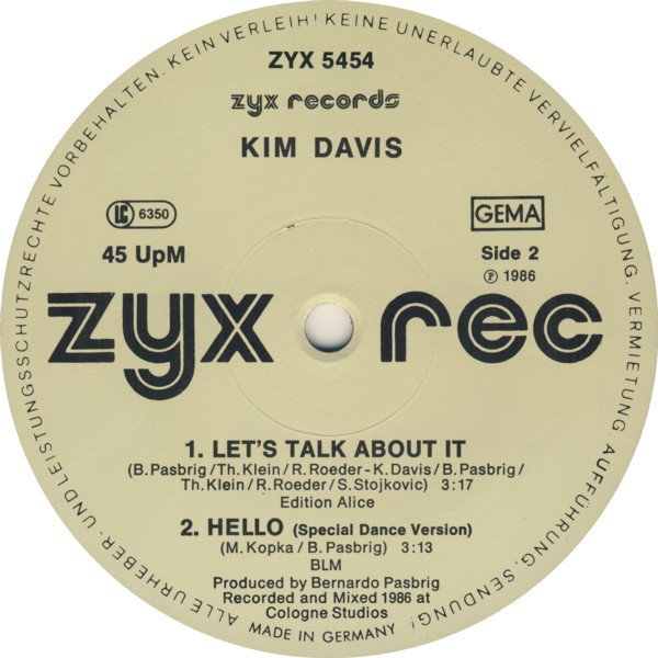 Kim Davis - Hello (Is An Easy Word To Say) | ZYX Records (ZYX 5454) - 2 Kim Davis - Hello (Is An Easy Word To Say) | ZYX Records (ZYX 5454) - 2