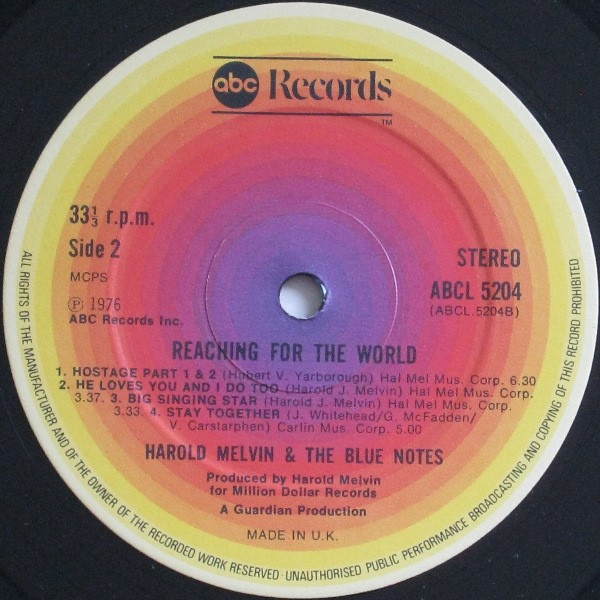Harold Melvin And The Blue Notes - Reaching For The World | ABC Records (ABCL 5204) - 4 Harold Melvin And The Blue Notes - Reaching For The World | ABC Records (ABCL 5204) - 4