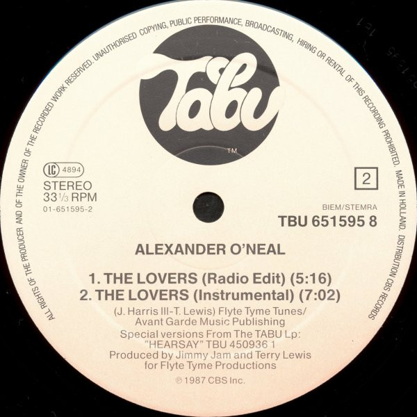 Alexander O'Neal - The Lovers | Tabu Records (6515959 8) - 4 Alexander O'Neal - The Lovers | Tabu Records (6515959 8) - 4