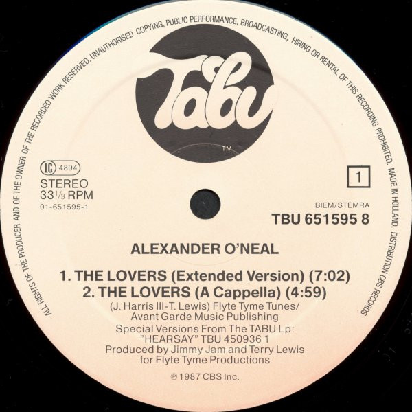 Alexander O'Neal - The Lovers | Tabu Records (6515959 8) - 3 Alexander O'Neal - The Lovers | Tabu Records (6515959 8) - 3
