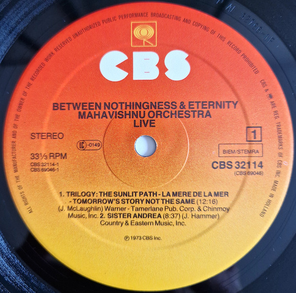 Mahavishnu Orchestra - Between Nothingness & Eternity | CBS (CBS 32114) - 3