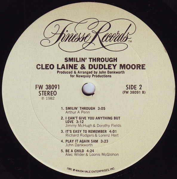Cleo Laine & Dudley Moore - Smilin' Through | Finesse Records (FW 38091) - 4