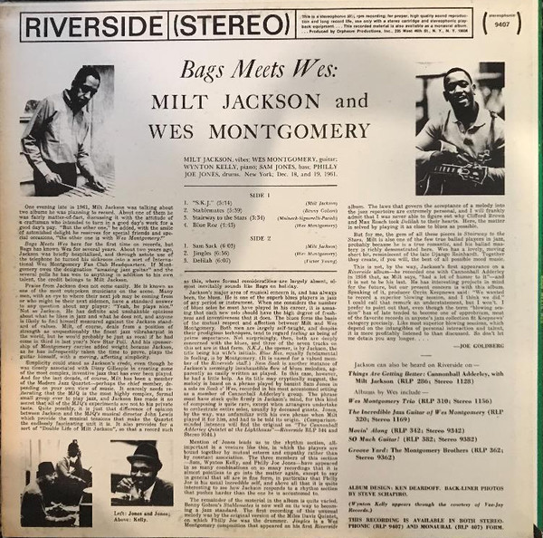 Milt Jackson And Wes Montgomery - Bags Meets Wes! | Riverside Records (RS 9407) - 2 Milt Jackson And Wes Montgomery - Bags Meets Wes! | Riverside Records (RS 9407) - 2