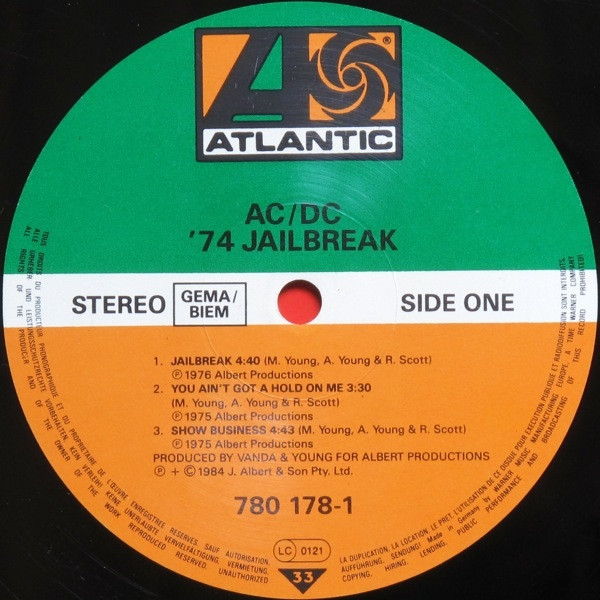 AC/DC - '74 Jailbreak | Atlantic (780 178-1) - 3