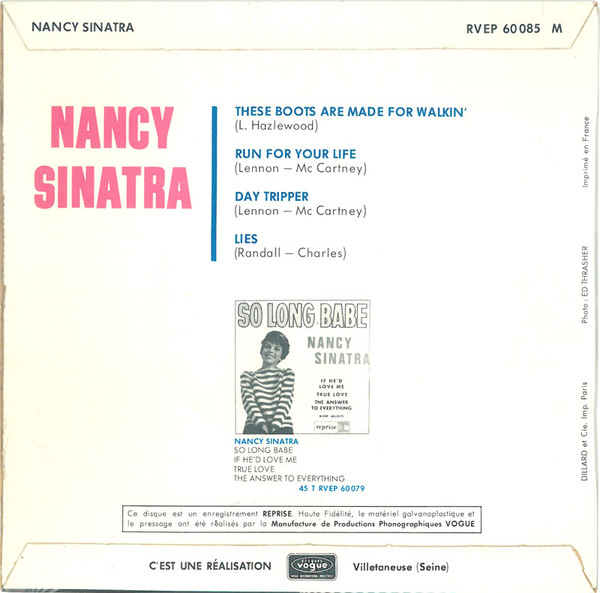 Nancy Sinatra - These Boots Are Made For Walkin' | Reprise Records (RVEP 60 085) - 2