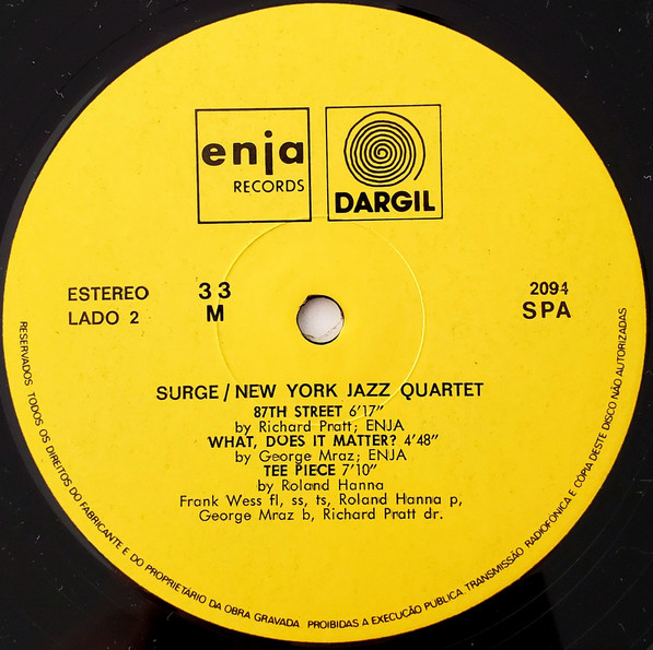 New York Jazz Quartet - Surge | Enja Records (enja 2094) - 4