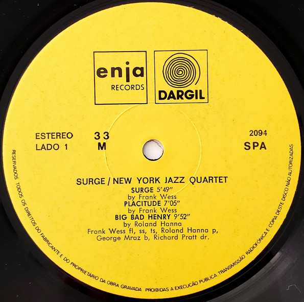 New York Jazz Quartet - Surge | Enja Records (enja 2094) - 3