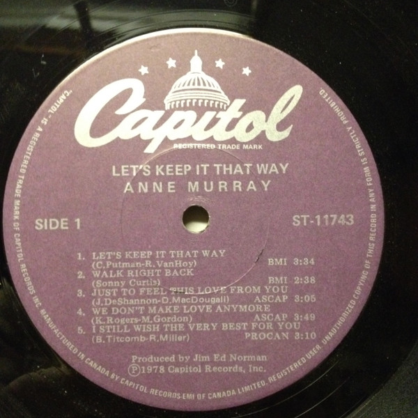 Anne Murray - Let's Keep It That Way | Capitol Records (ST-11743) - main Anne Murray - Let's Keep It That Way | Capitol Records (ST-11743) - main