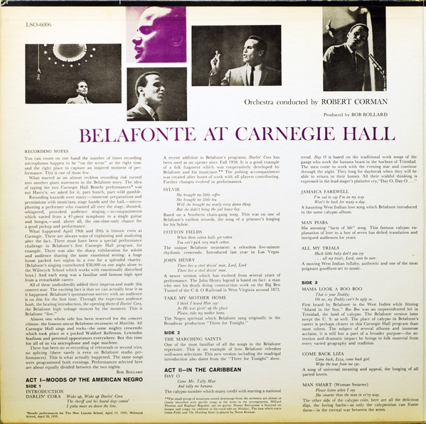 Harry Belafonte - Belafonte At Carnegie Hall - The Complete Concert | RCA Victor (LSO-6006) - 3 Harry Belafonte - Belafonte At Carnegie Hall - The Complete Concert | RCA Victor (LSO-6006) - 3