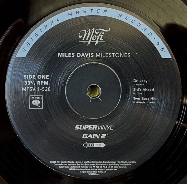 Miles Davis - Milestones | Mobile Fidelity Sound Lab (MFSV 1-528) - 3