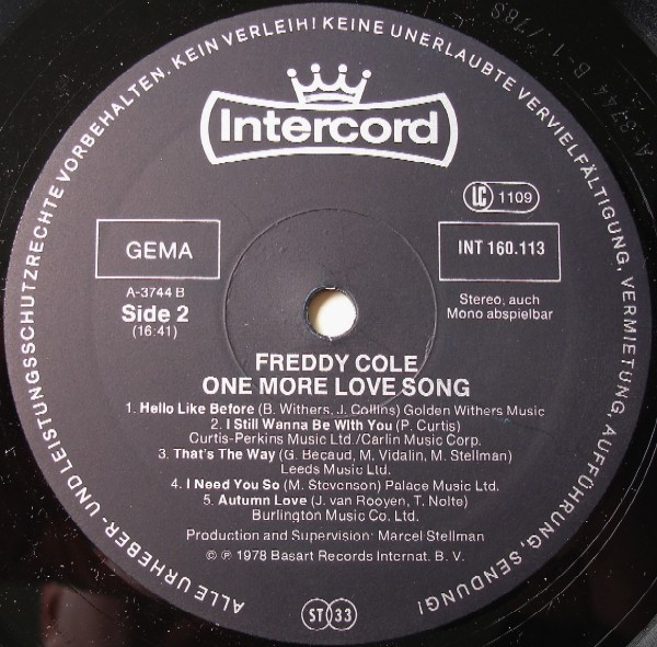 Freddy Cole - One More Love Song | Intercord (INT 160.113) - 4