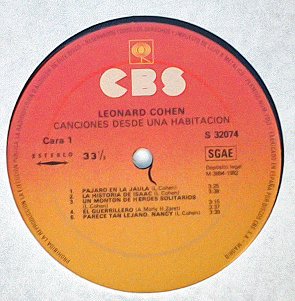 Leonard Cohen - Songs From A Room = Canciones Desde Una Habitación | CBS (CBS 32074) - 3