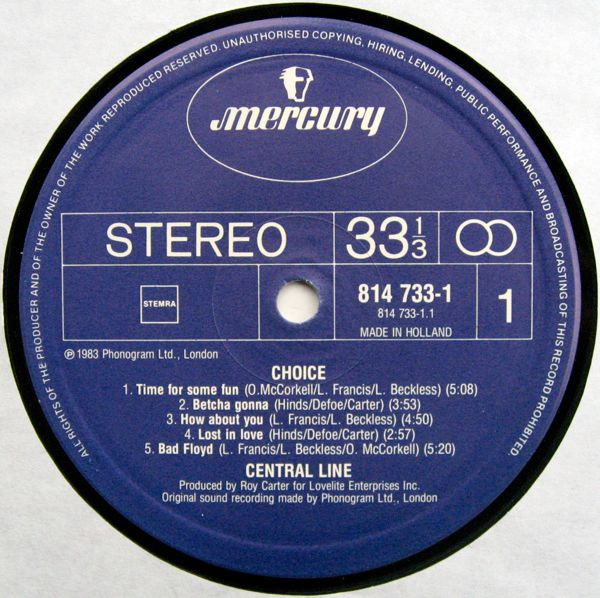 Central Line - Choice | Mercury (814 733-1) - 3