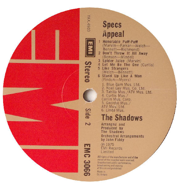 The Shadows - Specs Appeal | EMI (EMC 3066) - 3 The Shadows - Specs Appeal | EMI (EMC 3066) - 3