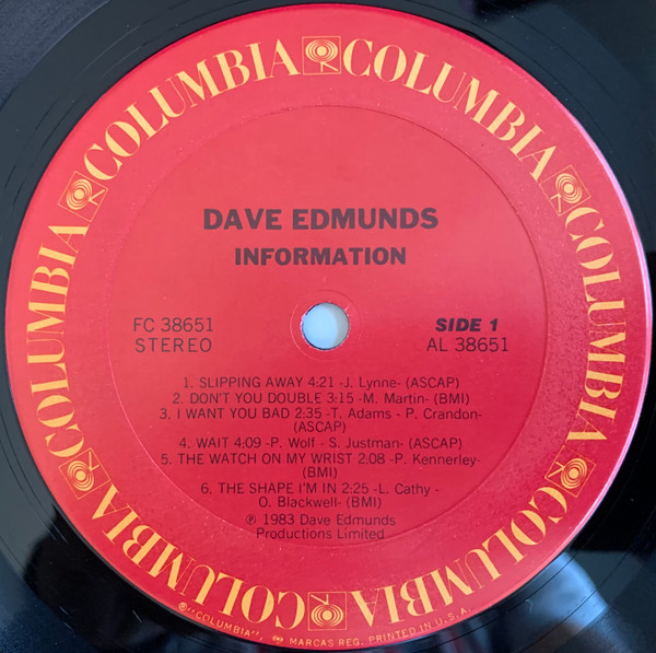 Dave Edmunds - Information | Columbia (PC 38651) - 3 Dave Edmunds - Information | Columbia (PC 38651) - 3