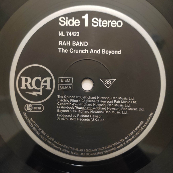 RAH Band - The Crunch & Beyond | RCA (NL 74423) - 3