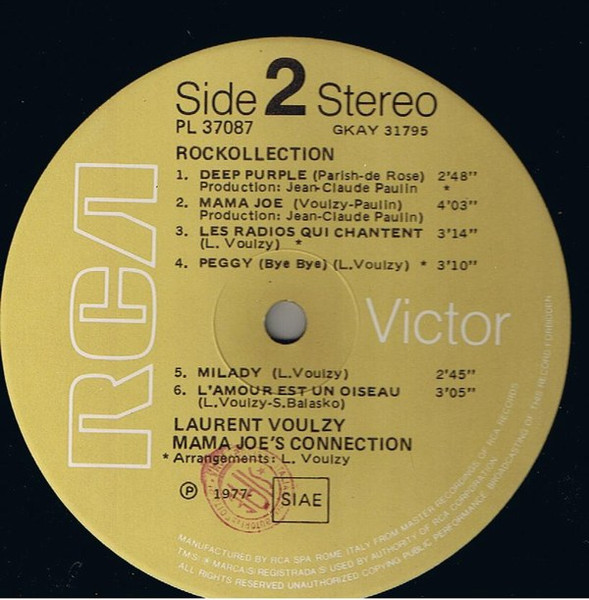Laurent Voulzy - Mama Joe's Connection - Rockollection | RCA Victor (PL 37087) - 4 Laurent Voulzy - Mama Joe's Connection - Rockollection | RCA Victor (PL 37087) - 4