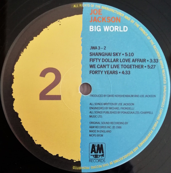 Joe Jackson - Big World | A&M Records (JWA 3) - 4 Joe Jackson - Big World | A&M Records (JWA 3) - 4