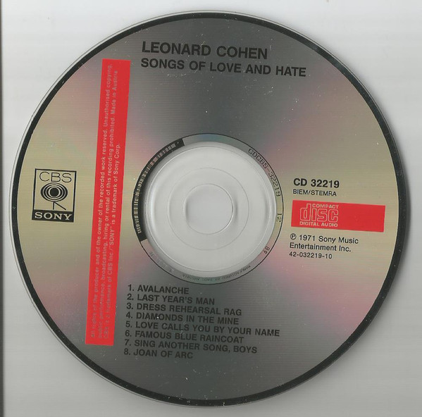 Leonard Cohen - Songs Of Love And Hate | CBS/Sony (CD 32219) - 3