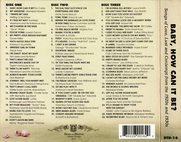 Various - Baby, How Can It Be? (Songs Of Love, Lust And Contempt From The 1920s And 1930s) 3xCD | Dust-to-Digital (DTD-16) - 2
