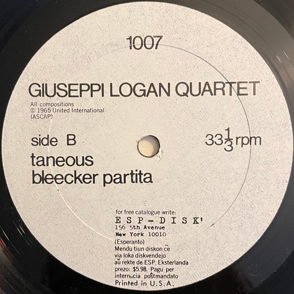 The Giuseppi Logan Quartet - The Giuseppi Logan Quartet | ESP-Disk' (1007) - 4 The Giuseppi Logan Quartet - The Giuseppi Logan Quartet | ESP-Disk' (1007) - 4
