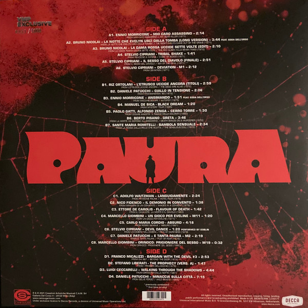 Various - Paura (A Collection Of Italian Horror Sounds From The Cam Sugar Archive) | Cam Sugar (CS006) - 4 Various - Paura (A Collection Of Italian Horror Sounds From The Cam Sugar Archive) | Cam Sugar (CS006) - 4