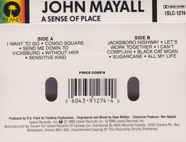John Mayall & The Bluesbreakers - A Sense Of Place | Island Records (ISLC-1274) - 2