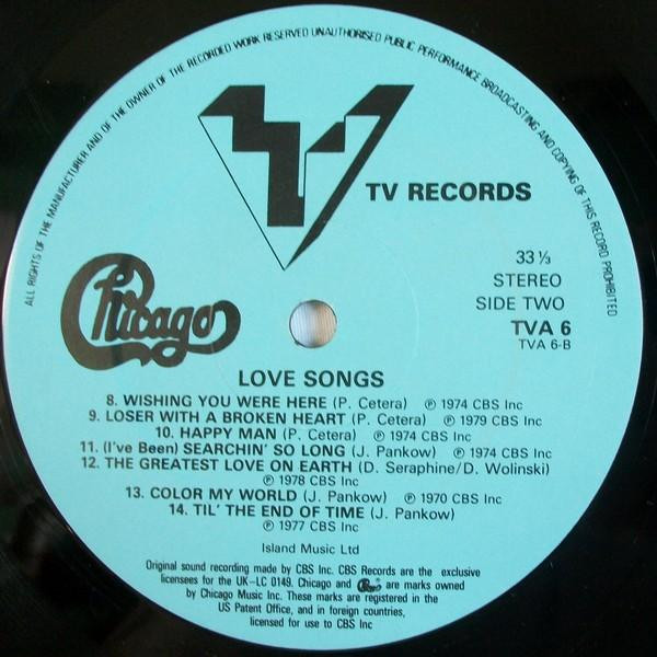 Chicago - Love Songs | TV Records (TVA 6) - 4