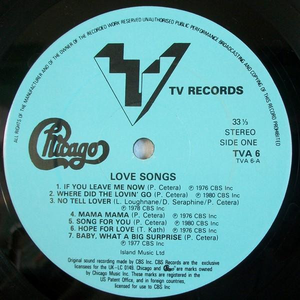 Chicago - Love Songs | TV Records (TVA 6) - 3