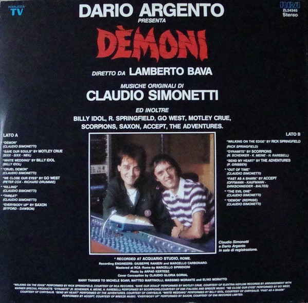 Various - Dèmoni (Original Soundtrack) | RCA (ZL 34345) - 2 Various - Dèmoni (Original Soundtrack) | RCA (ZL 34345) - 2